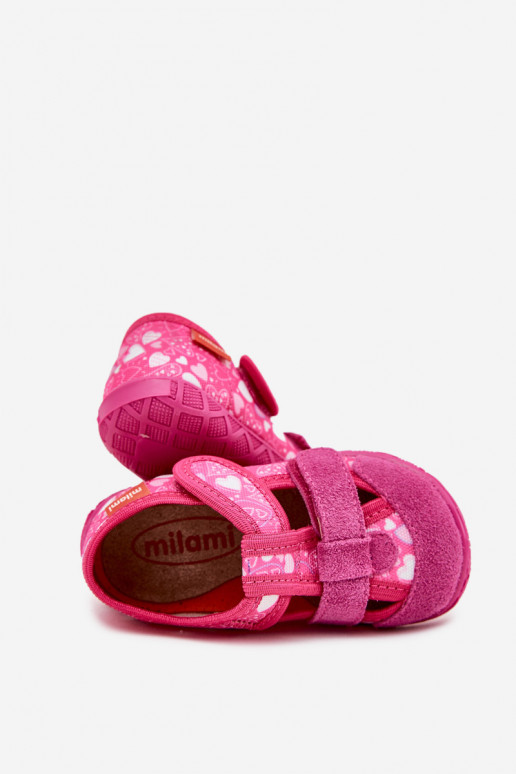 Chinelos Milami Infantil com fixadores adesivos com corações cor rosa Reathiana Chinelos Milami Infantil com fixadores adesivos com corações cor rosa Reathiana
