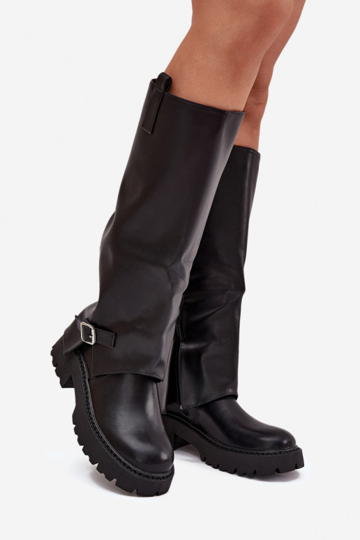 aquecimento botasEMyParainiętą CholeParaką I com fivelas cor preta Fiorae