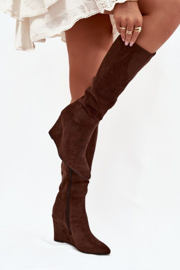 aquecimento botas femininas Em uma cunha CzekoladoParae Rosina 2