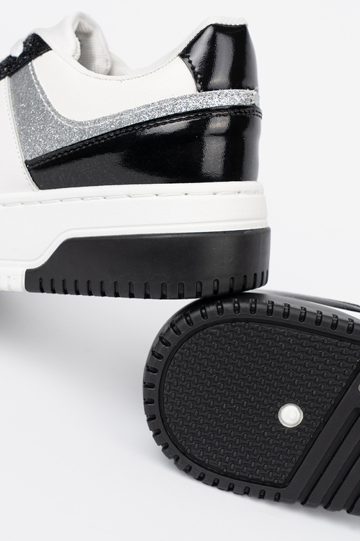 Preto e-cor branca À modalo de tênis z połyskującymi pratami detalami