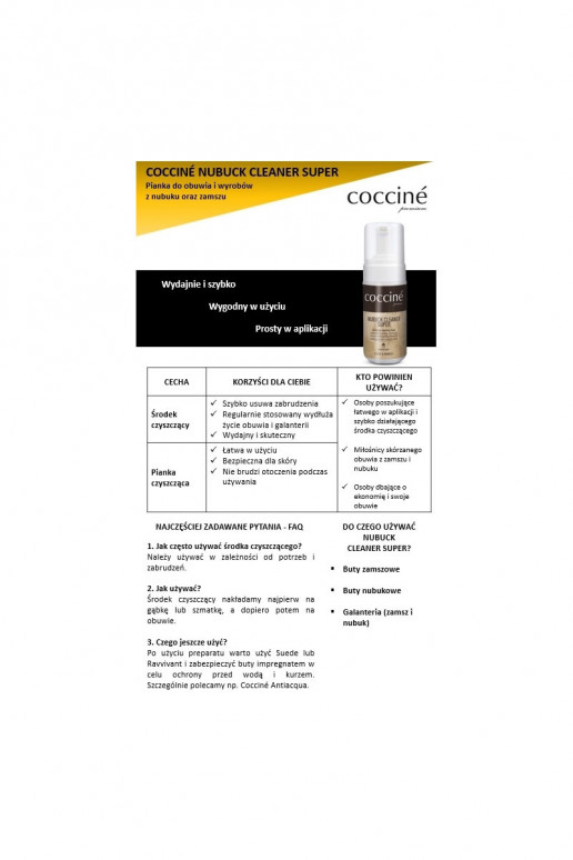 Coccine Espuma de limpeza para camurça e têxteis Nubuck Limpador Nubuck Coccine Espuma de limpeza para camurça e têxteis Nubuck Limpador Nubuck