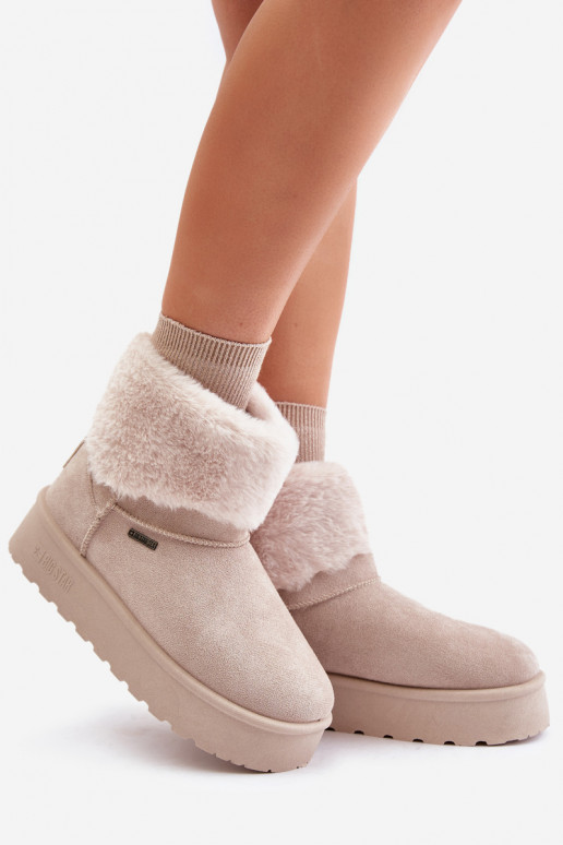 Botas de neve com uma plataforma com um casaco de pele Big Star OO274A107 cor de marfim