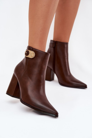 Botas femininas com detalhes dourados, marrons Tharina 2