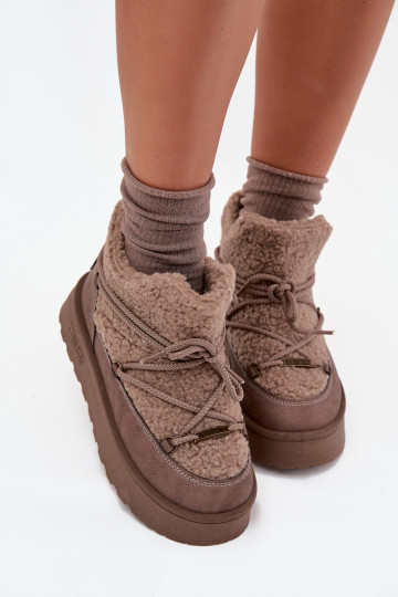Botas de neve Feminino com uma plataforma com um casaco de pele Typu Baranek Big Star SS274112 cor marrom 2