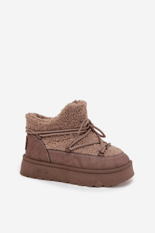 Botas de neve Feminino com uma plataforma com um casaco de pele Typu Baranek Big Star SS274112 cor marrom