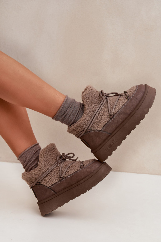 Botas de neve Feminino com uma plataforma com um casaco de pele Typu Baranek Big Star SS274112 cor marrom