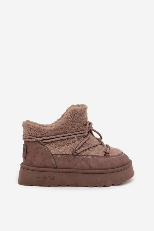 Botas de neve Feminino com uma plataforma com um casaco de pele Typu Baranek Big Star SS274112 cor marrom