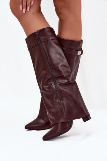 botas femininas com saltoEMyParainiętą CholeParaką I cor douradam Detalem Borgonha Diorna 2