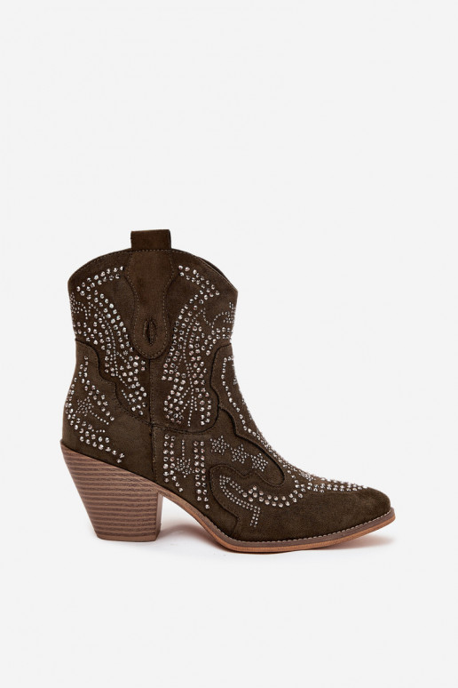 aquecimento Feminino botas estilo coParaboy Com decoração cor cáqui Lelira