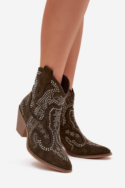 aquecimento Feminino botas estilo coParaboy Com decoração cor cáqui Lelira