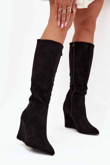 aquecimento botas femininas Em uma cunha cor preta Rosina