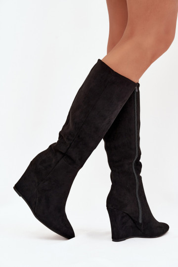 aquecimento botas femininas Em uma cunha cor preta Rosina 2