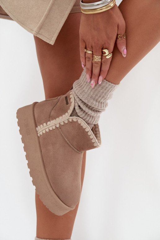 Botas de neve Feminino com uma plataformaPrzeszyciami Big Star SS274129 bege