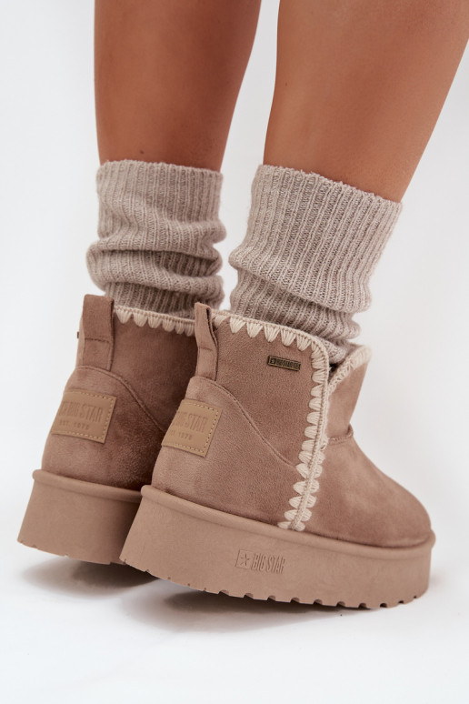 Botas de neve Feminino com uma plataformaPrzeszyciami Big Star SS274129 bege