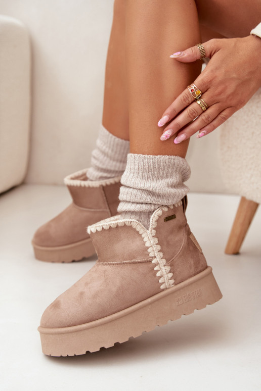 Botas de neve Feminino com uma plataformaPrzeszyciami Big Star SS274129 bege