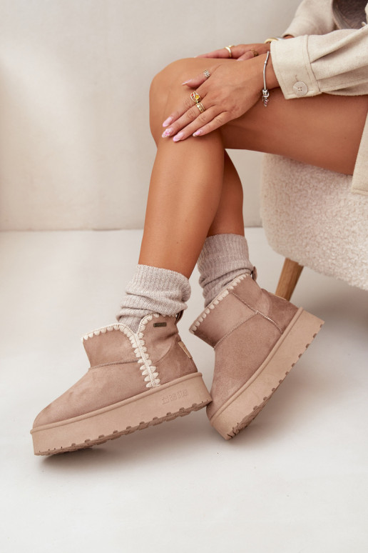 Botas de neve Feminino com uma plataformaPrzeszyciami Big Star SS274129 bege