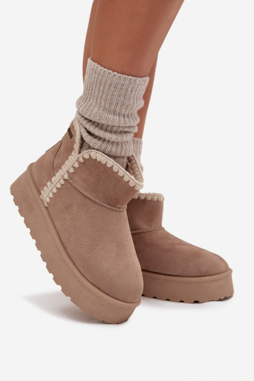 Botas de neve Feminino com uma plataformaPrzeszyciami Big Star SS274129 bege