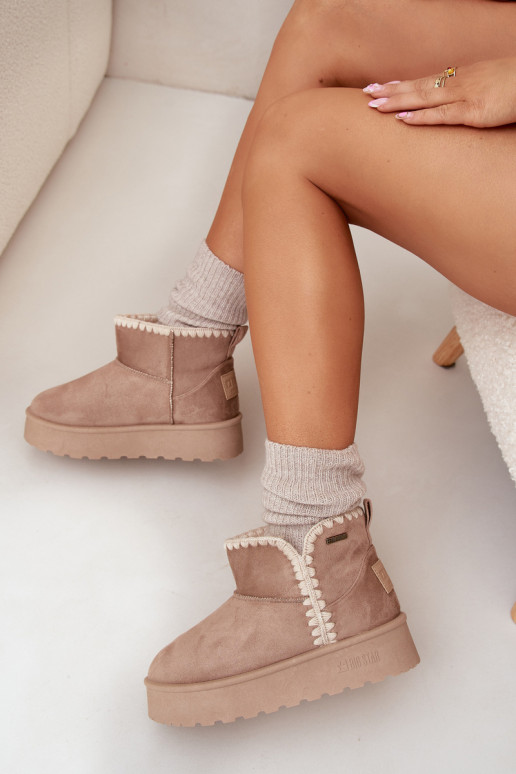 Botas de neve Feminino com uma plataformaPrzeszyciami Big Star SS274129 bege