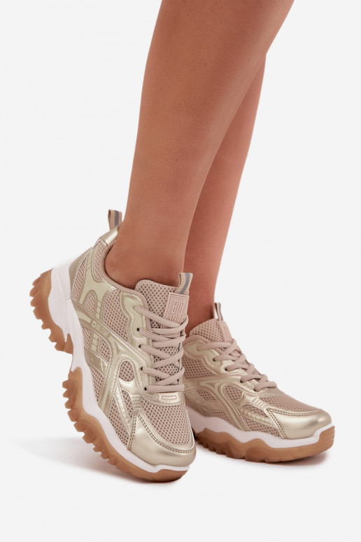 tênis À modalo de tênis Feminino Big Star SS274014 HI-POLY SYSTEM bege-cor dourada