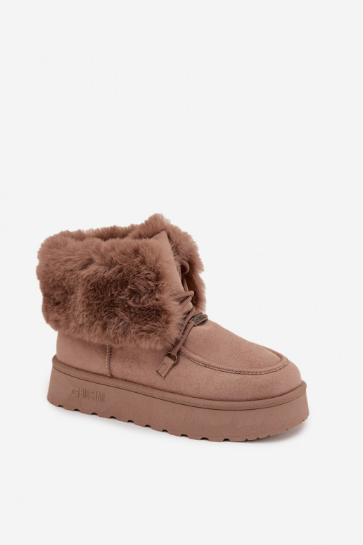 Botas de neve Feminino com uma plataforma com um casaco de pele I EMiązaniem Big Star SS274114 bege