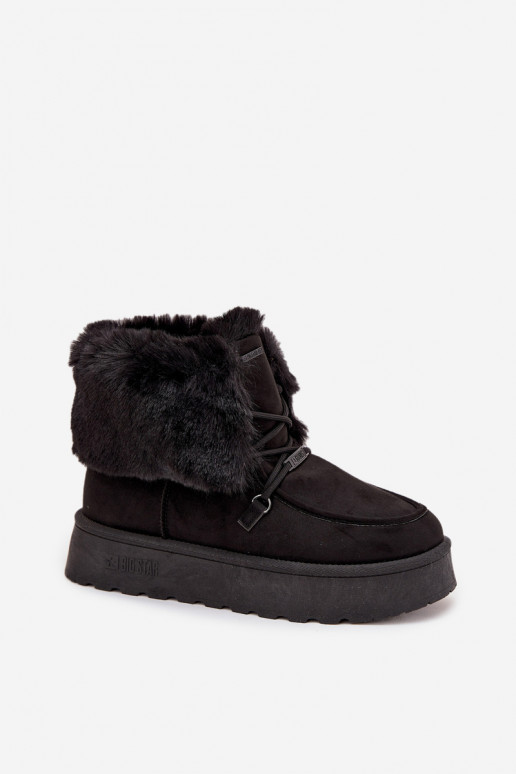 Botas de neve Feminino com uma plataforma com um casaco de pele I EMiązaniem Big Star SS274113 cor preta