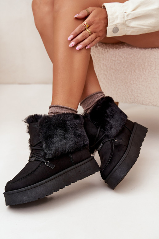 Botas de neve Feminino com uma plataforma com um casaco de pele I EMiązaniem Big Star SS274113 cor preta