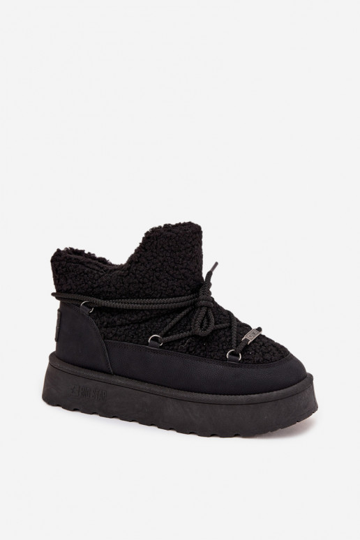 Botas de neve Feminino com uma plataforma com um casaco de pele Typu Baranek Big Star SS274109 cor preta
