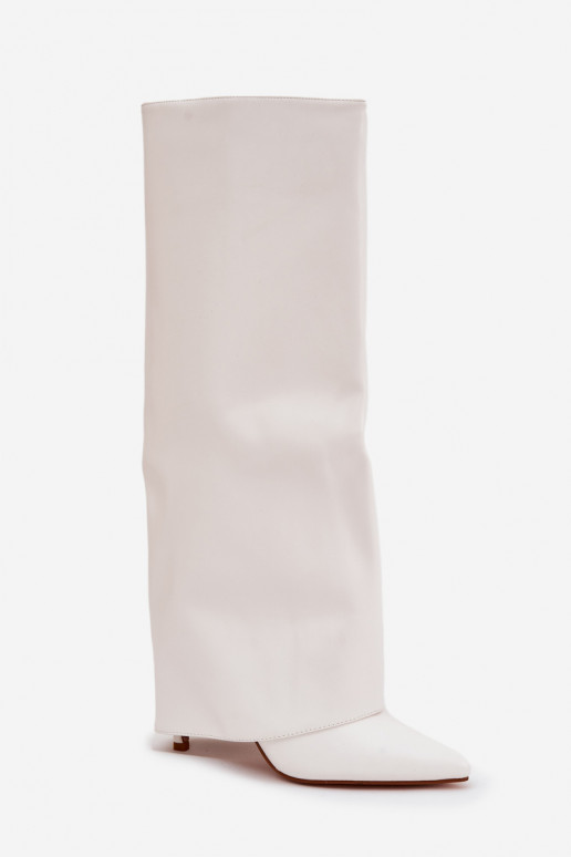 aquecimento botas com salto finoEMyParainiętą CholeParaką cor branca Tamonia