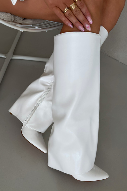 aquecimento botas com salto finoEMyParainiętą CholeParaką cor branca Tamonia