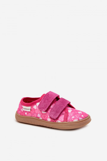 Chinelos Barefoot Infantil com corações Milami cor rosa Saphira