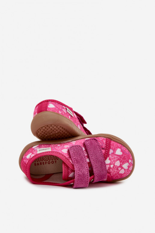 Chinelos Barefoot Infantil com corações Milami cor rosa Saphira