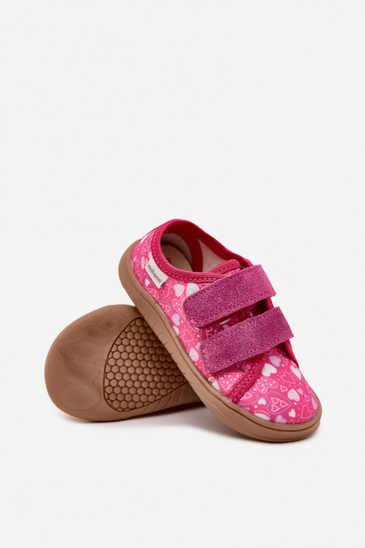 Chinelos Barefoot Infantil com corações Milami cor rosa Saphira