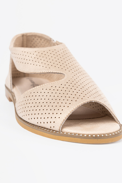 cor dourada sandálias a céu aberto em uma sola plana