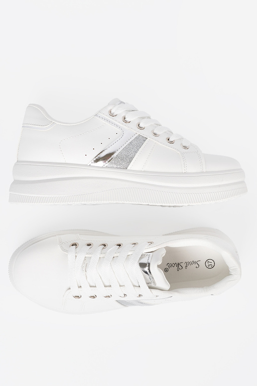 cor branca À modalo de tênis z metálicom pratam akcentem