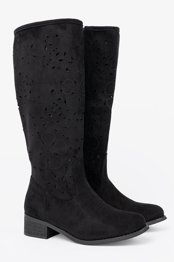 de camurça cor preta botas longas przed kolano