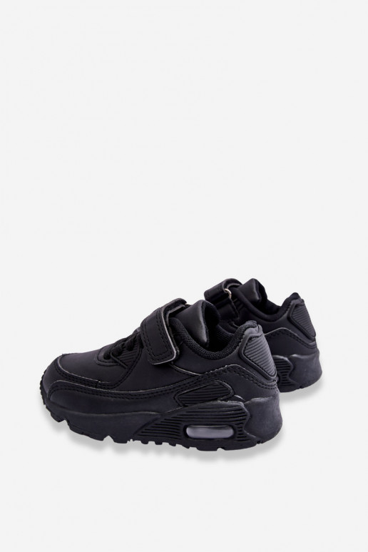 Calçados esportivos infantis de couro na plataforma cor preta Lori