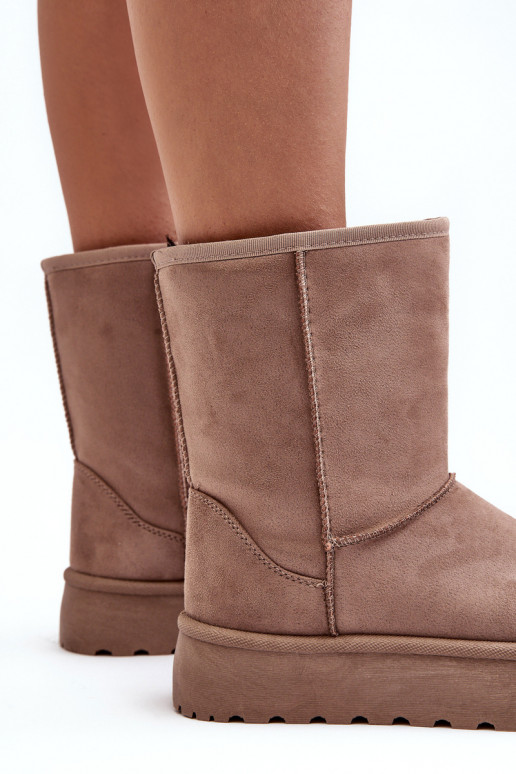 Feminino Botas de neve com um casaco de pele bege Abrams