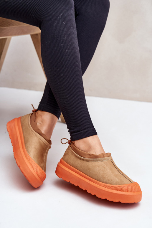 Botas de neve Feminino com uma plataforma Com um top baixo cor marrom Izamine