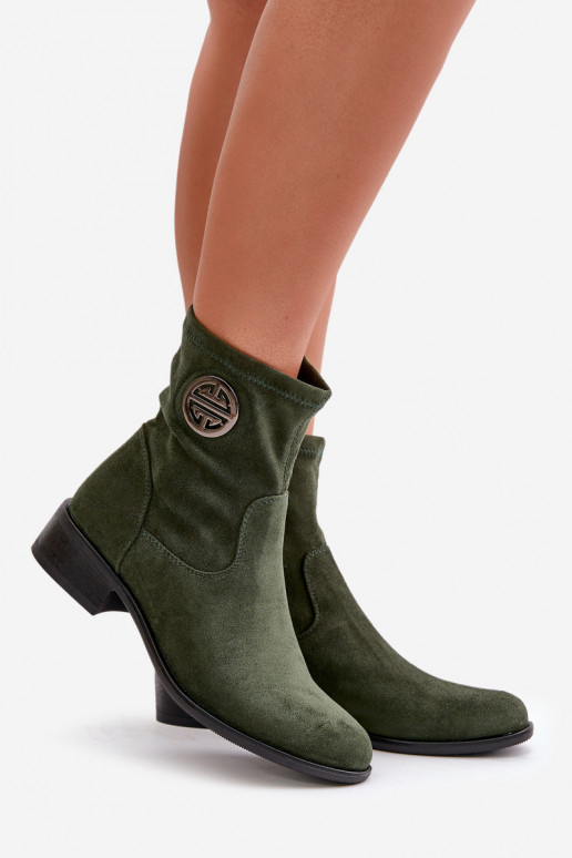 Botas femininas Preso Casal o castelo Com decorações Detalem de camurça ecológicaoParae cor verde Lerioria Botas femininas Preso Casal o castelo Com decorações Detalem de camurça ecológicaoParae cor verde Lerioria