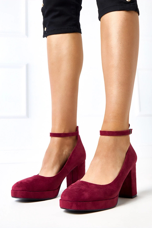 Sapatos bordô com salto robusto Barola Sapatos bordô com salto robusto Barola