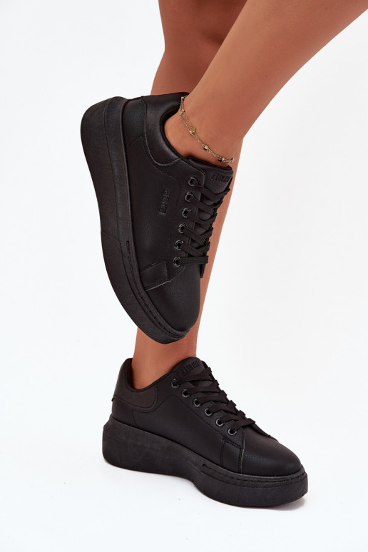 À modalo de tênis Feminino com uma plataforma Big Star SS274244 cor preta À modalo de tênis Feminino com uma plataforma Big Star SS274244 cor preta