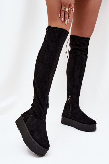 botas femininas com uma plataforma acima do joelho Big Star SS274264 cor preta 2