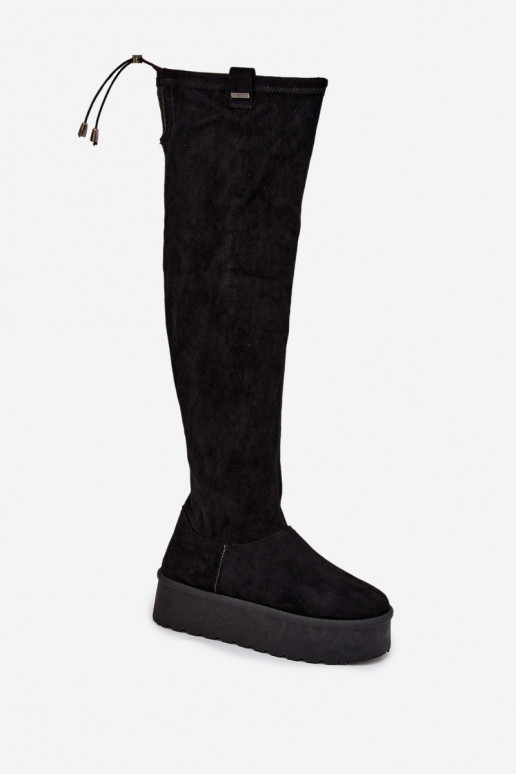botas femininas com uma plataforma acima do joelho Big Star SS274264 cor preta