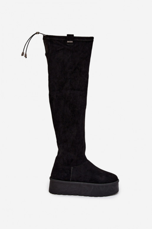 botas femininas com uma plataforma acima do joelho Big Star SS274264 cor preta
