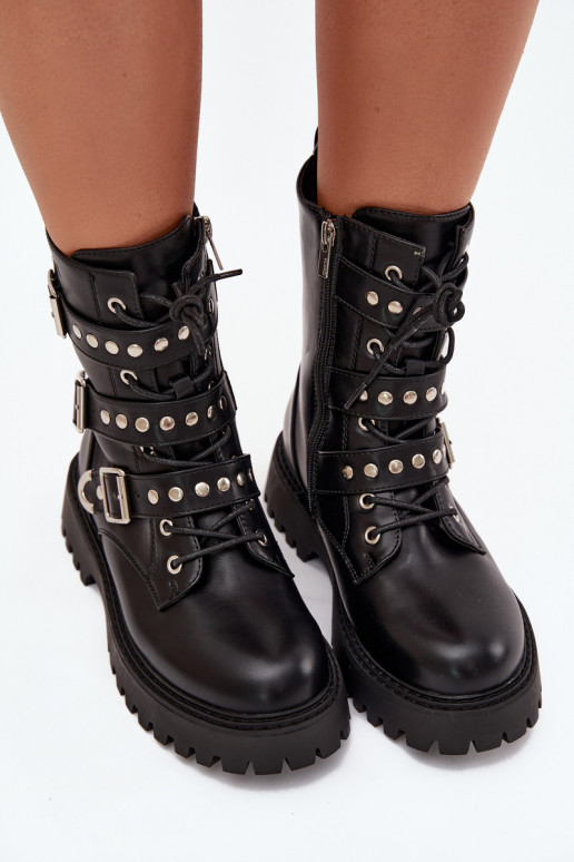 aquecimento Botins de trabalho com listras I com fivelasmi Big Star OO274707 cor preta