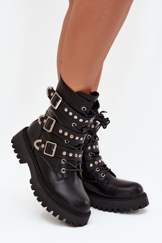 aquecimento Botins de trabalho com listras I com fivelasmi Big Star OO274707 cor preta