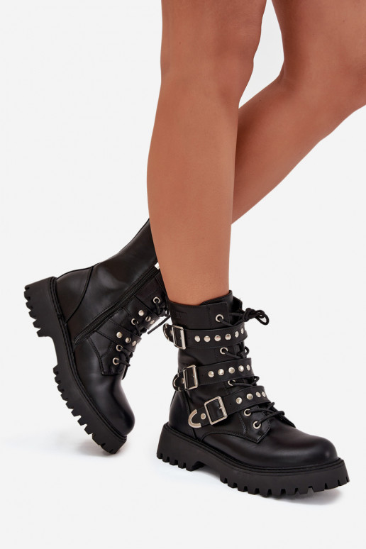 aquecimento Botins de trabalho com listras I com fivelasmi Big Star OO274707 cor preta