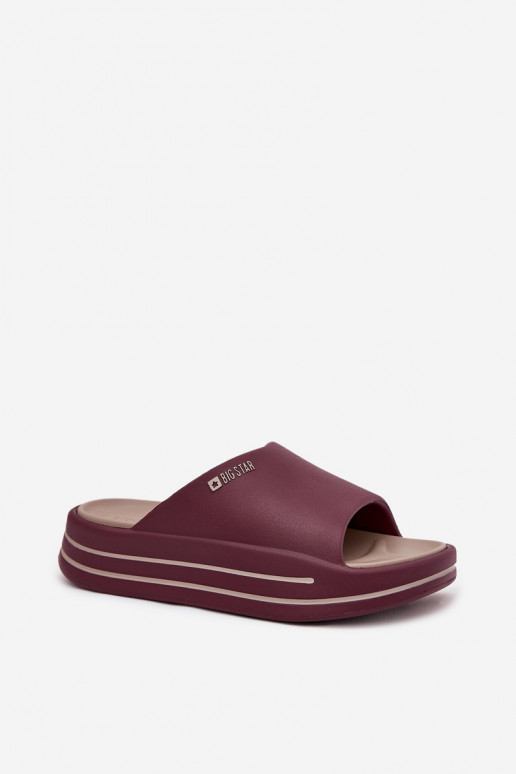 Chinelos femininos com uma plataforma Big Star SS274425 Borgonha