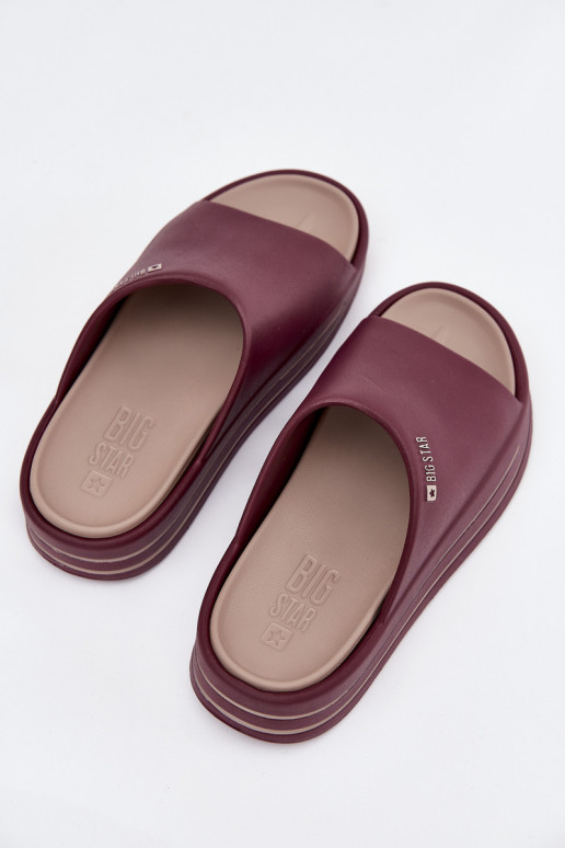 Chinelos femininos com uma plataforma Big Star SS274425 Borgonha