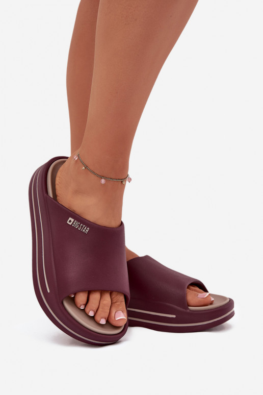Chinelos femininos com uma plataforma Big Star SS274425 Borgonha